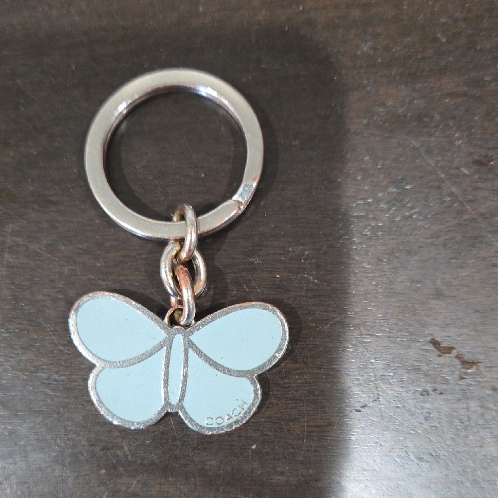 Coach Light Blue Butterfly Keyring